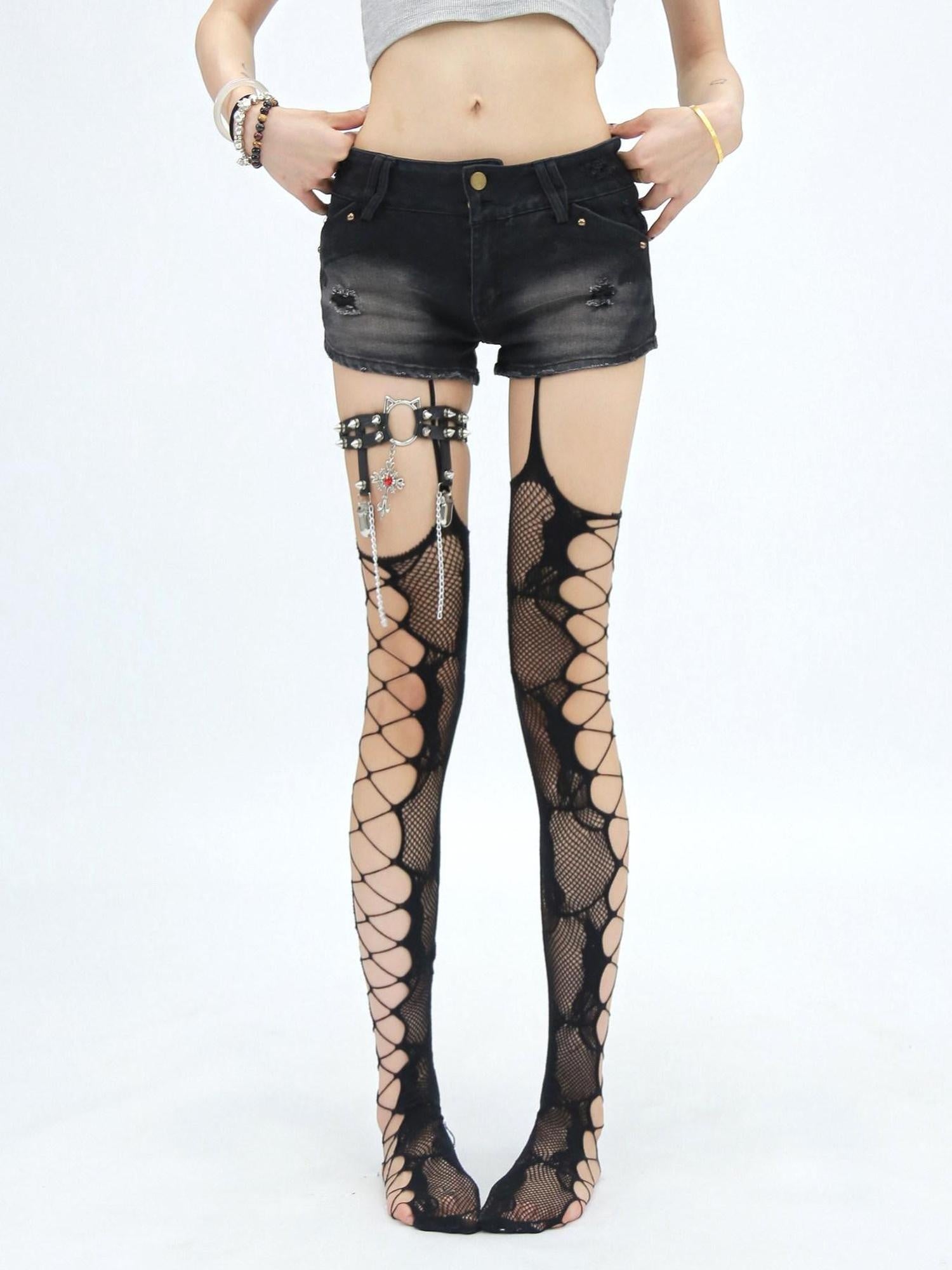 NANAICHILLI Butt Lifting Sexy Solid Black One Size Shaping Support For Women Socks