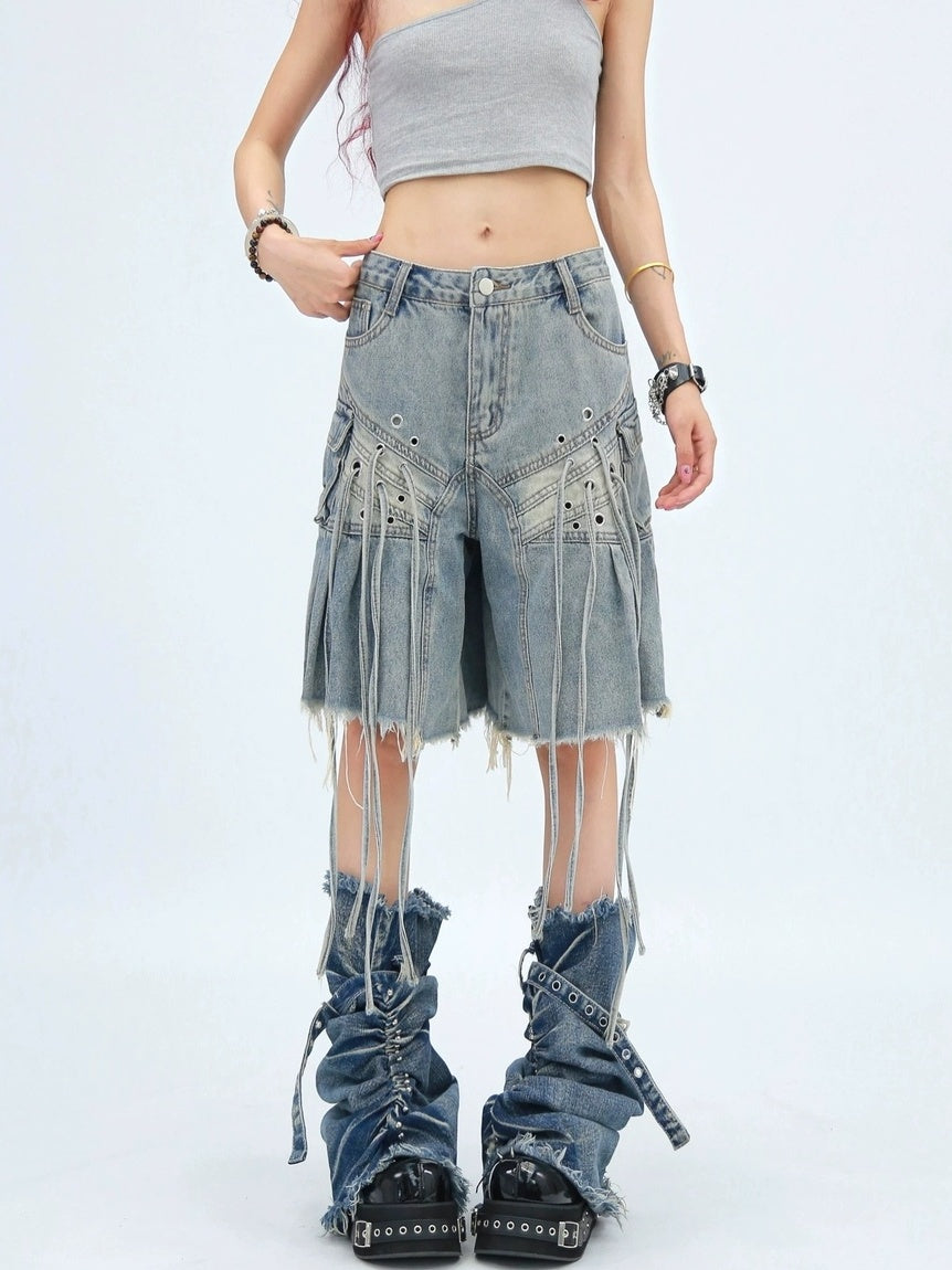 NANAICHILLI Casual Relaxed Zip Fly Wide Leg Mid Length Natural Waist Womens Blue Black Jeans