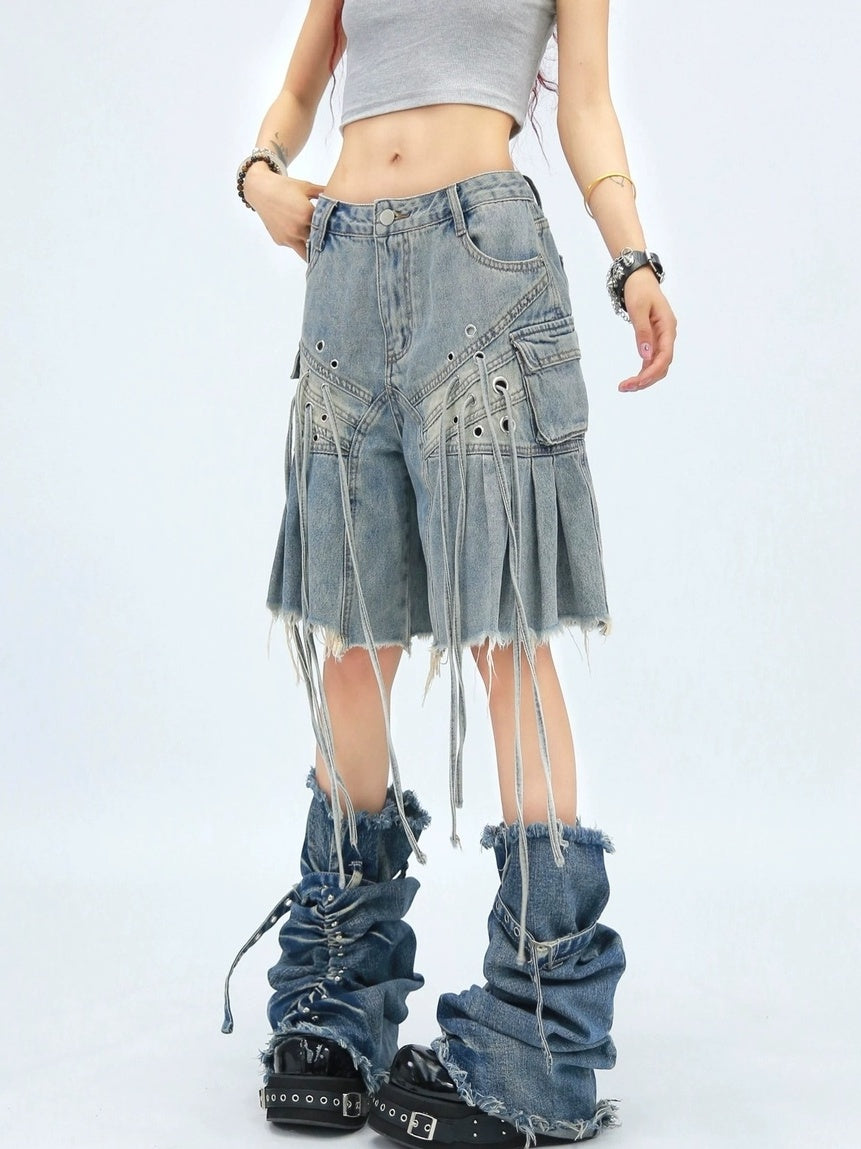 NANAICHILLI Casual Relaxed Zip Fly Wide Leg Mid Length Natural Waist Womens Blue Black Jeans