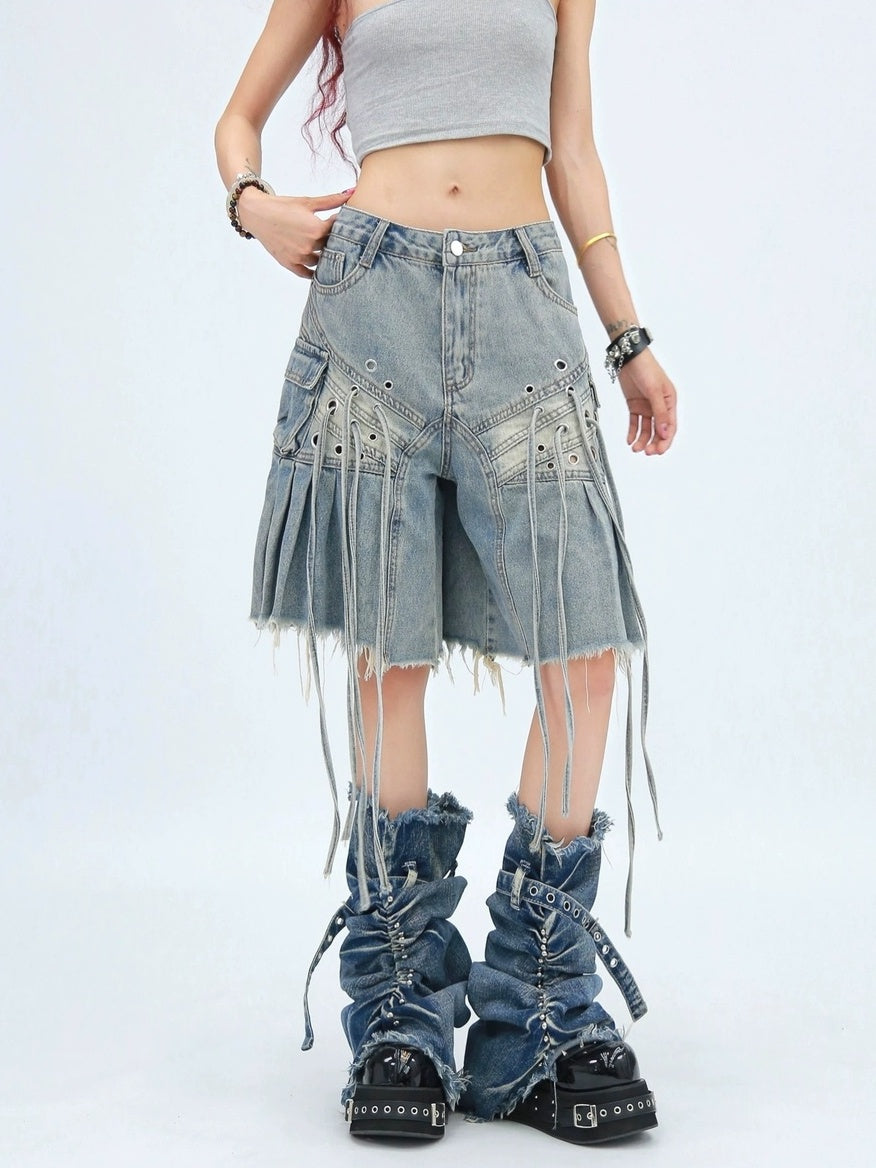 NANAICHILLI Casual Relaxed Zip Fly Wide Leg Mid Length Natural Waist Womens Blue Black Jeans