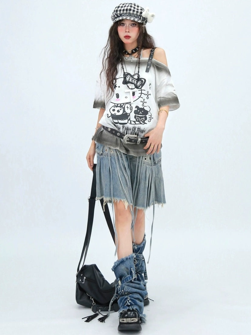 NANAICHILLI Casual Relaxed Zip Fly Wide Leg Mid Length Natural Waist Womens Blue Black Jeans