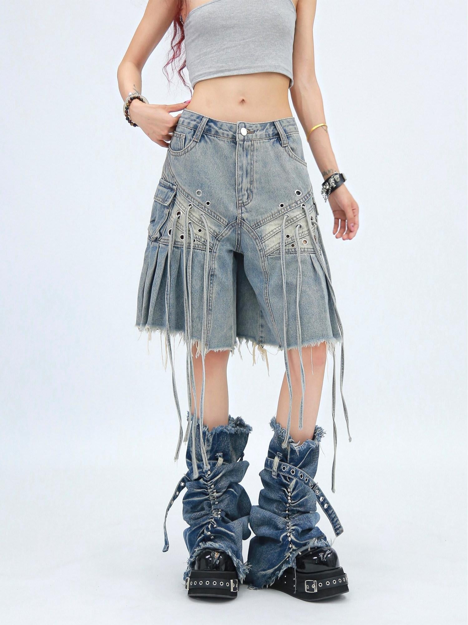 NANAICHILLI Casual Relaxed Zip Fly Wide Leg Mid Length Natural Waist Womens Blue Black Jeans