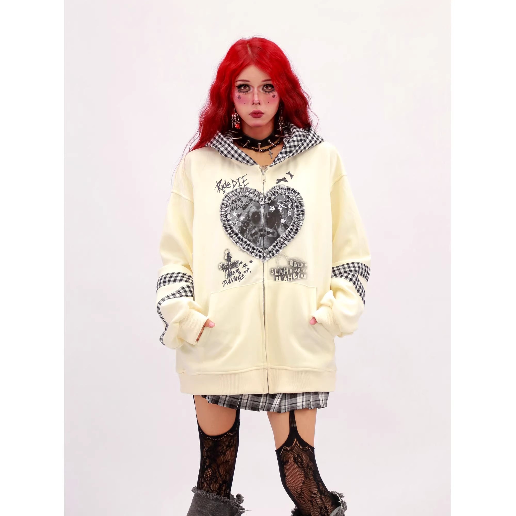 NANAICHILLI_Cozy_Oversized_Zip_Up_Cartoon_Anime_Streetwear_Casual_Beige_Black_Hoodies_MISSTT