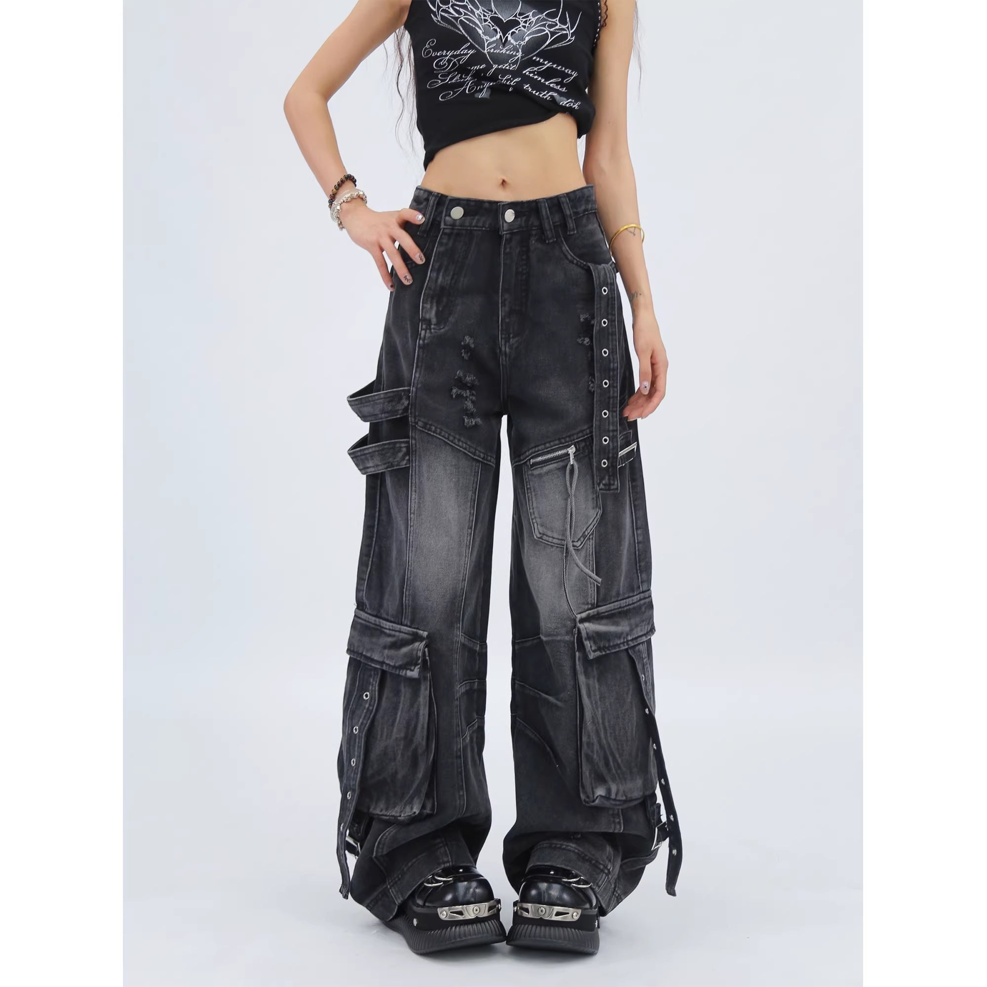 NANAICHILLI_Durable_Vintage_Washed_Wide_Leg_Natural_Waist_Youth_Casual_Black_Blue_Jeans_MISSTT