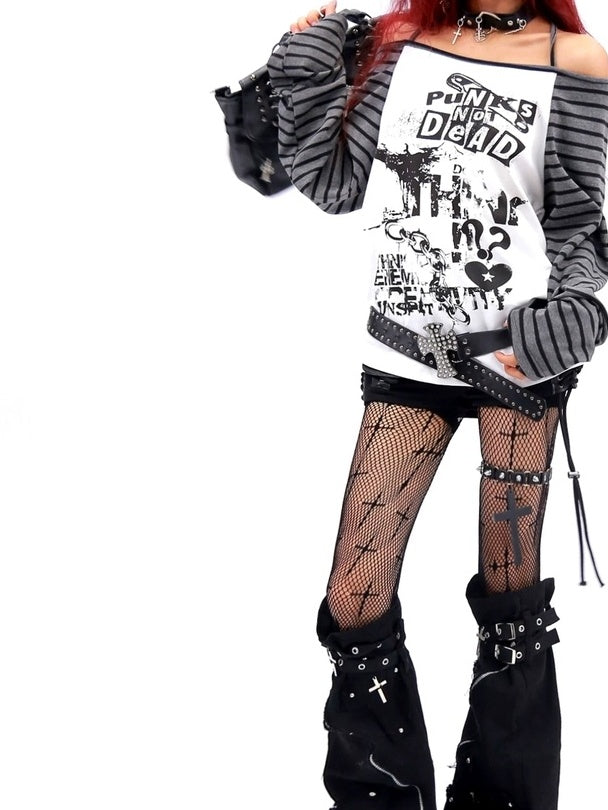 NANAICHILLI Quick Dry Cotton Creative Print Sexy Girly Loose Fit Women Long Sleeve T-Shirt