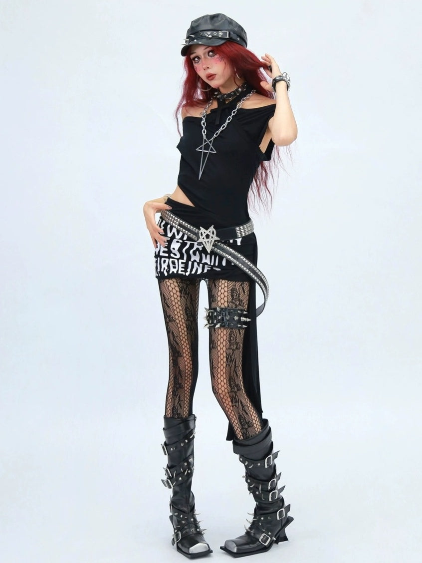 NANAICHILLI Sexy Asymmetric Hem Street Style Short Sleeve Off Shoulder Solid Mini Dresses