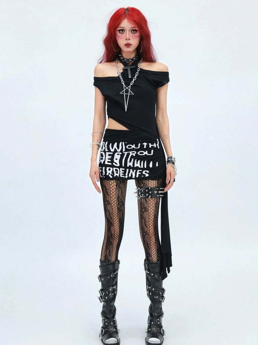 NANAICHILLI Sexy Asymmetric Hem Street Style Short Sleeve Off Shoulder Solid Mini Dresses