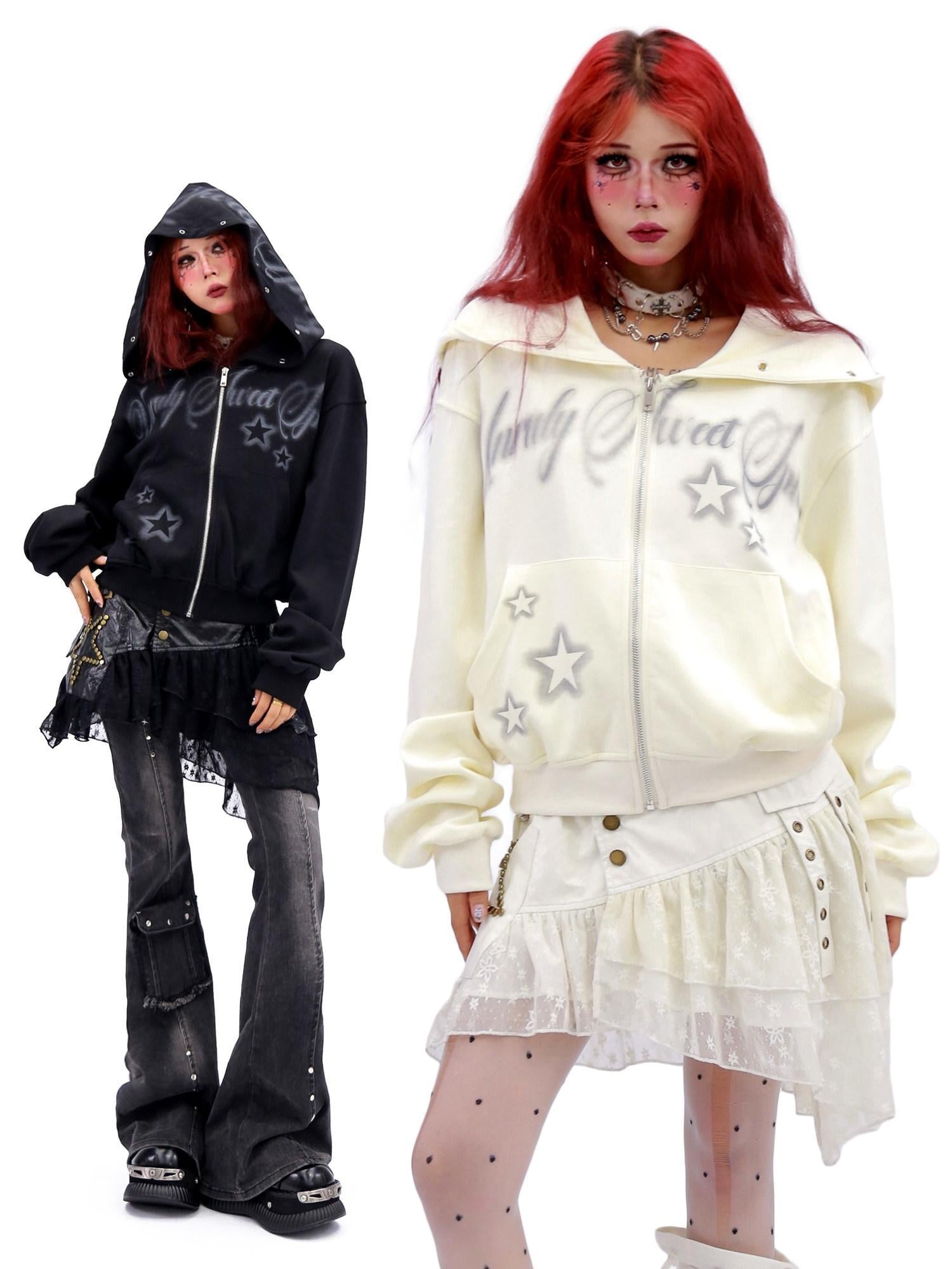 NANAICHILLI Shape Retaining Sexy Girl Oversized Fit Hooded Zip Cotton Women Hoodies