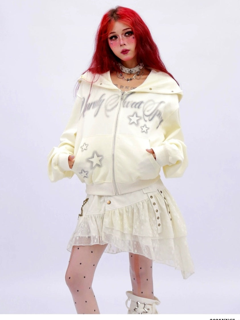 NANAICHILLI Shape Retaining Sexy Girl Oversized Fit Hooded Zip Cotton Women Hoodies