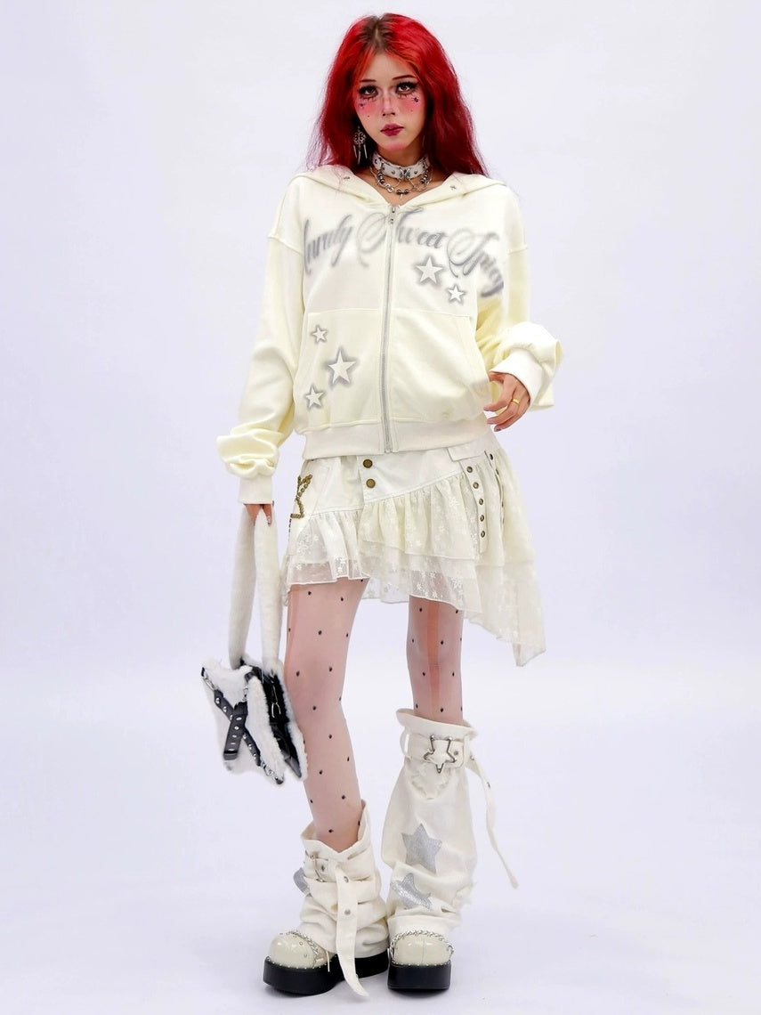 NANAICHILLI Shape Retaining Sexy Girl Oversized Fit Hooded Zip Cotton Women Hoodies