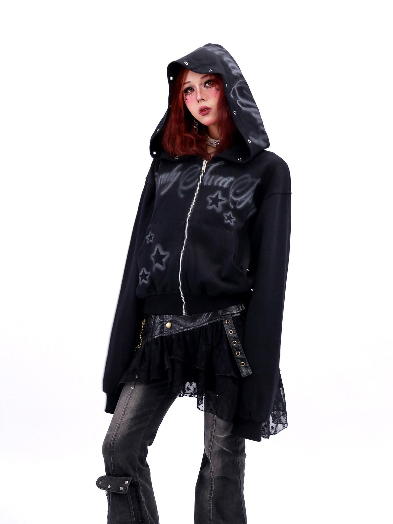 NANAICHILLI Shape Retaining Sexy Girl Oversized Fit Hooded Zip Cotton Women Hoodies