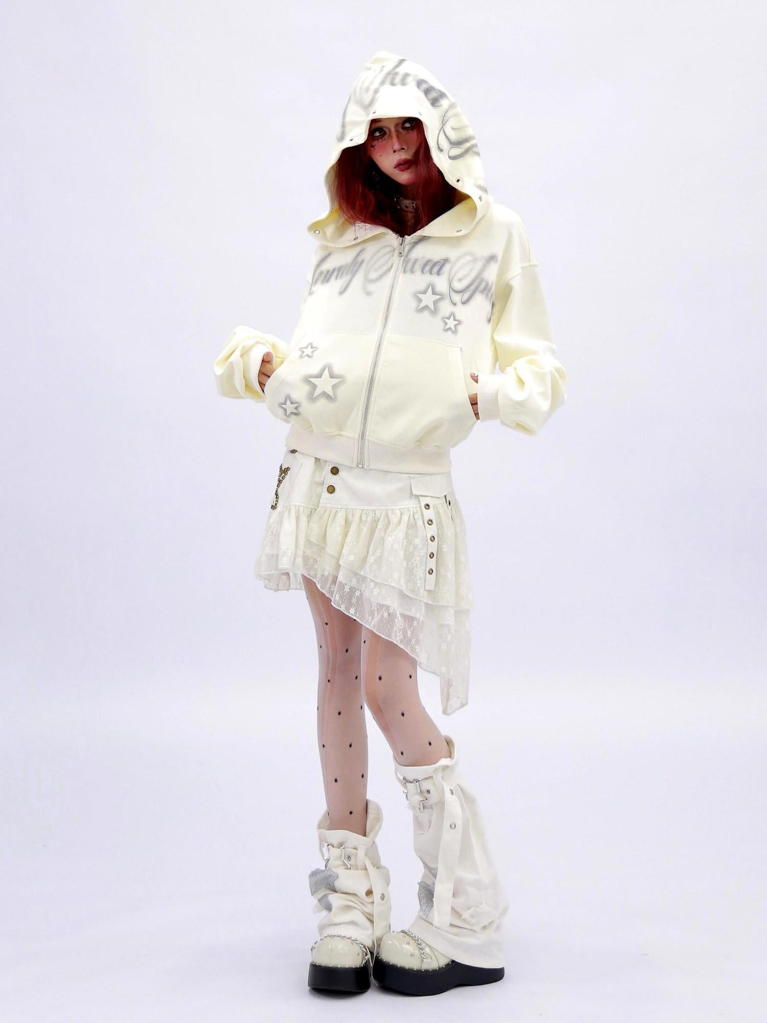 NANAICHILLI Shape Retaining Sexy Girl Oversized Fit Hooded Zip Cotton Women Hoodies