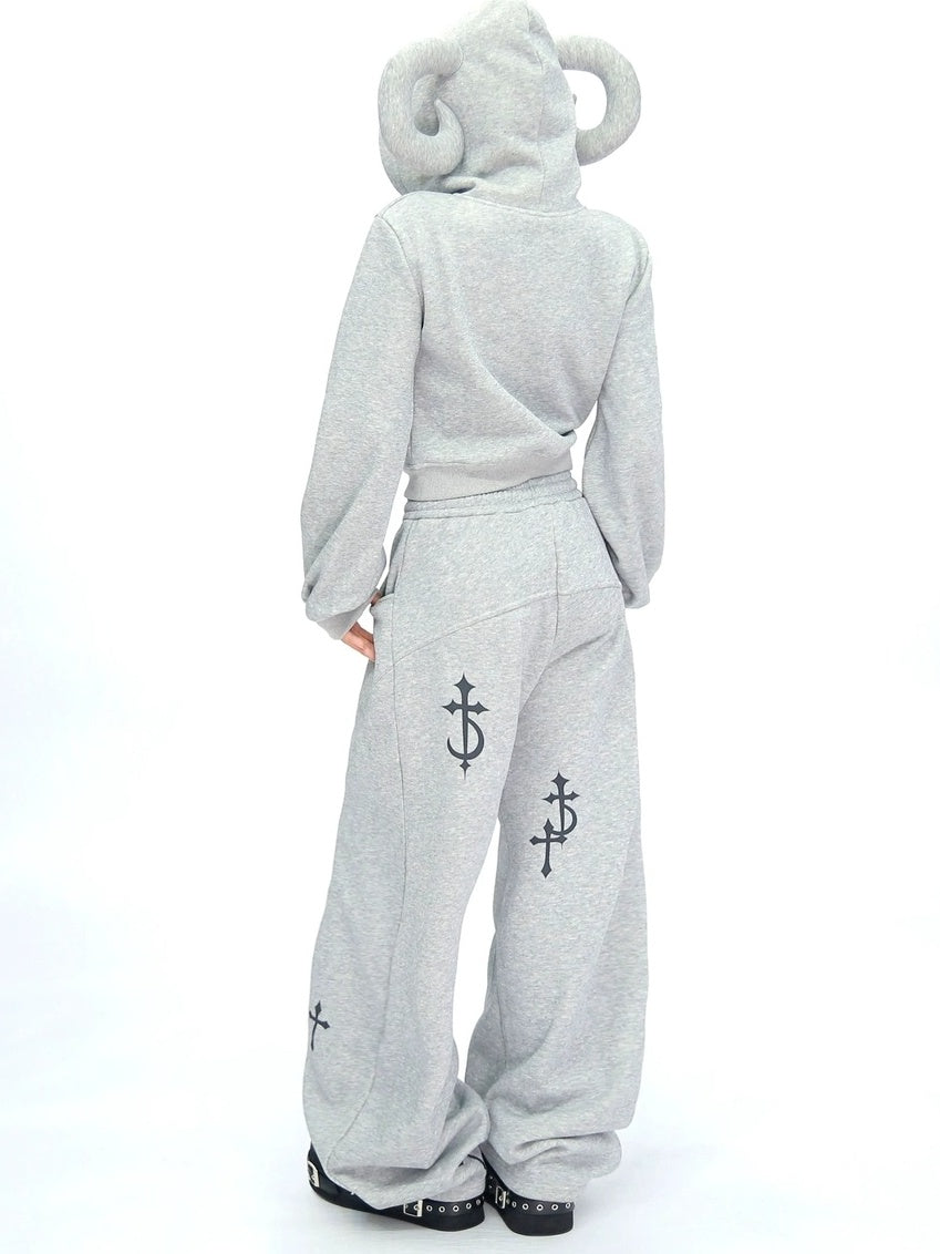 NANAICHILLI Soft Cotton Zip Hooded Long Sleeve Slim Casual Hoodie Jogger Unisex Set