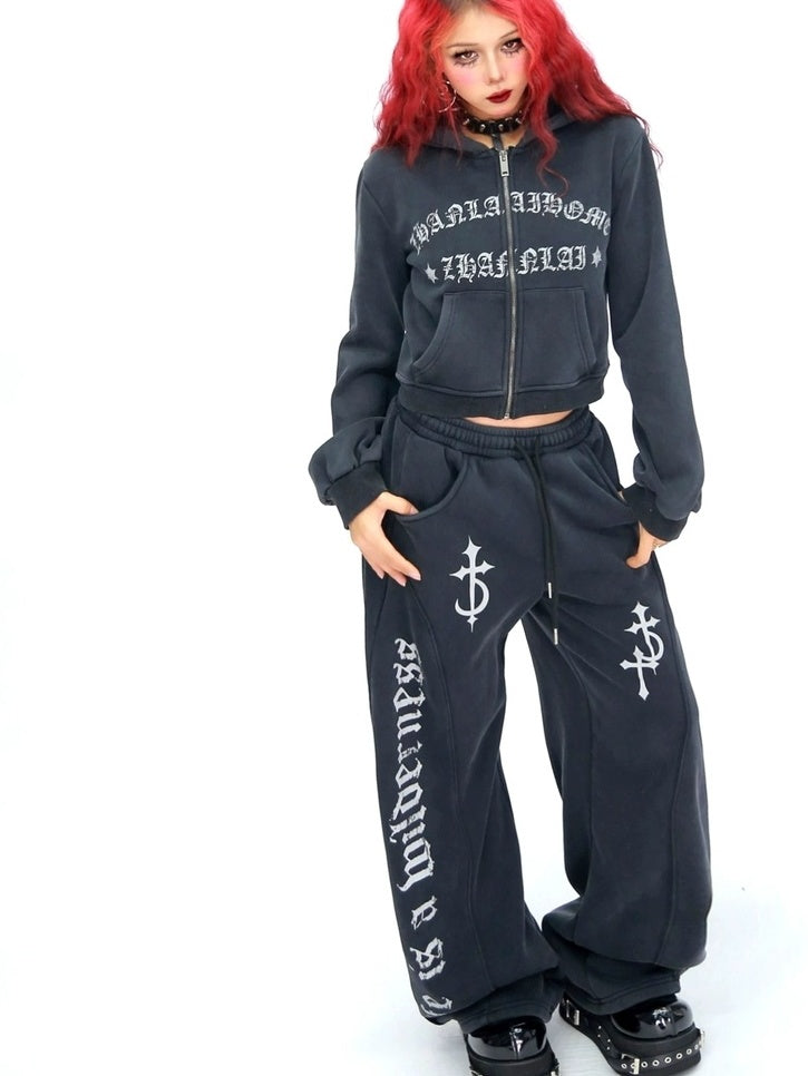 NANAICHILLI Soft Cotton Zip Hooded Long Sleeve Slim Casual Hoodie Jogger Unisex Set