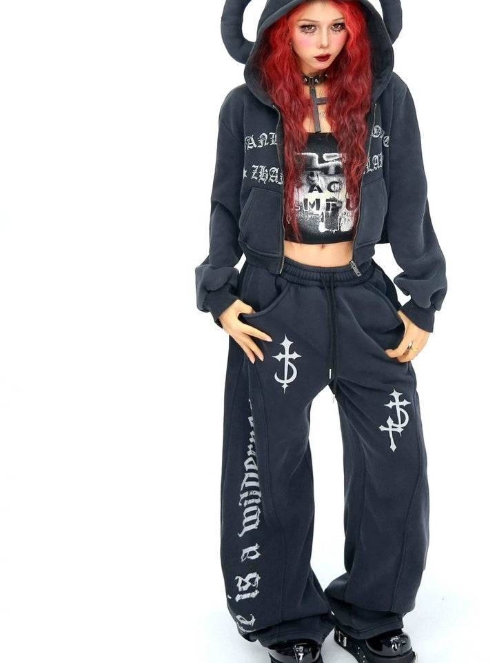 NANAICHILLI Soft Cotton Zip Hooded Long Sleeve Slim Casual Hoodie Jogger Unisex Set