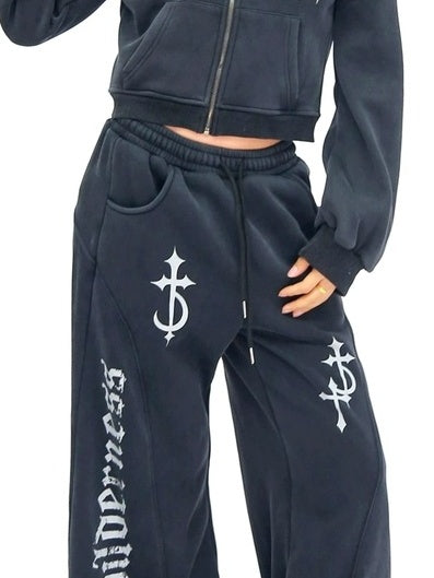 NANAICHILLI Soft Cotton Zip Hooded Long Sleeve Slim Casual Hoodie Jogger Unisex Set