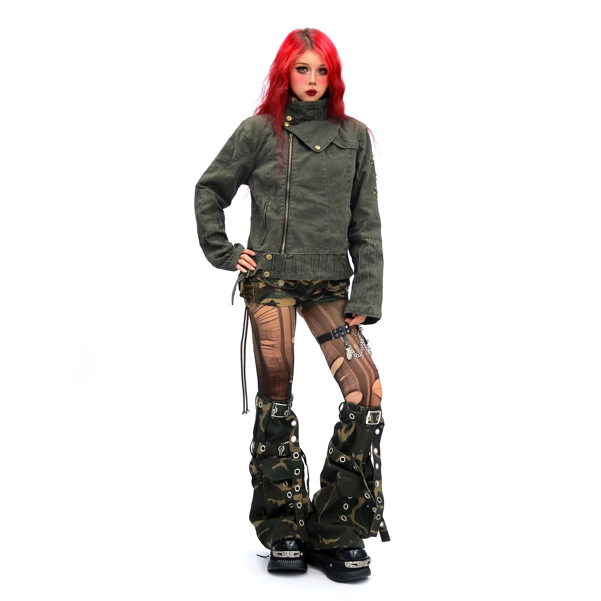 NANAICHILLI_Studded_Fitted_Waist_Dark_Goth_Cropped_Cotton_Embroidered_Zip_Utility_Jacket_MISSTT