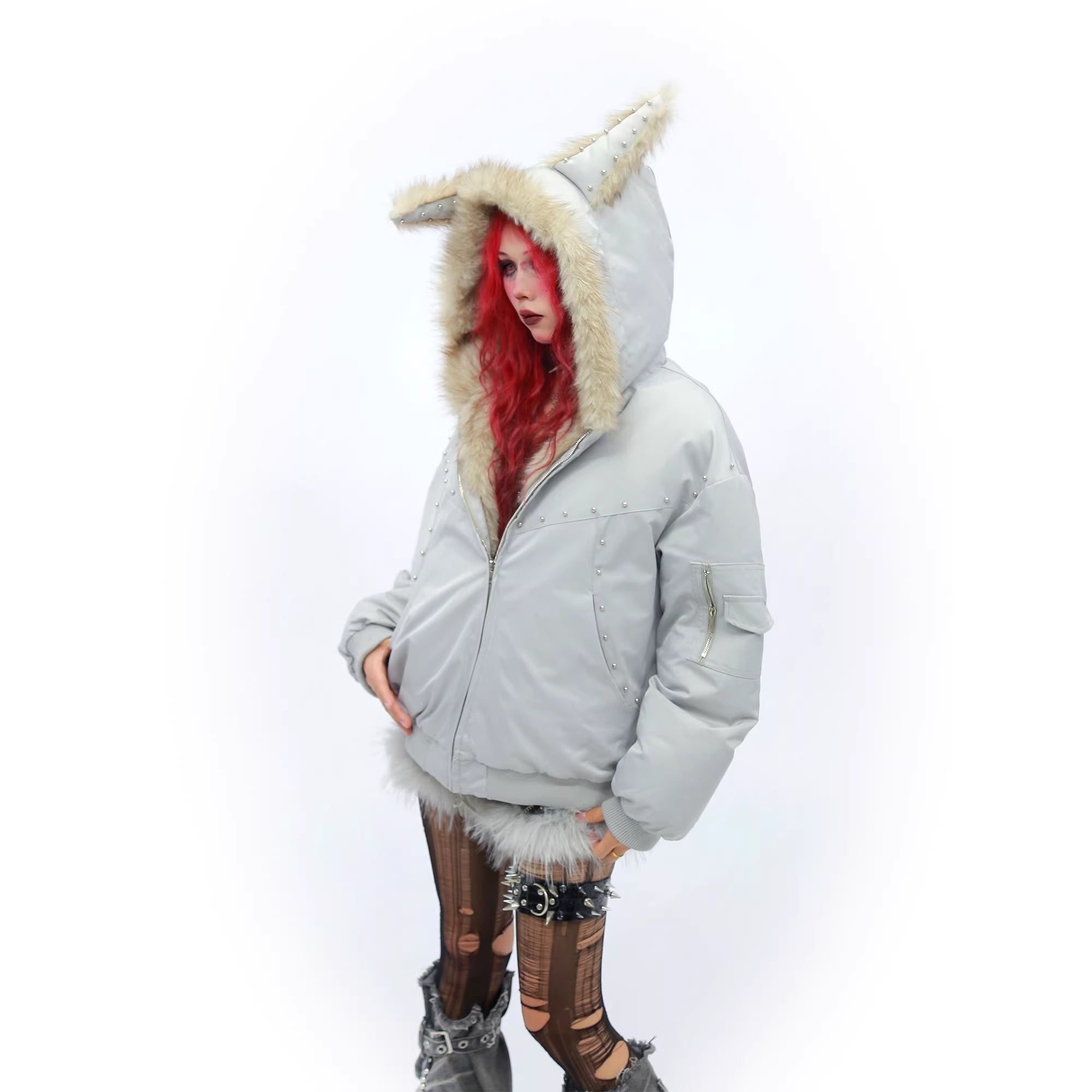 NANAICHILLI_Warm_Street_Loose_Fit_Hooded_Zipper_Solid_Black_Gray_Puffer_Jacket_MISSTT