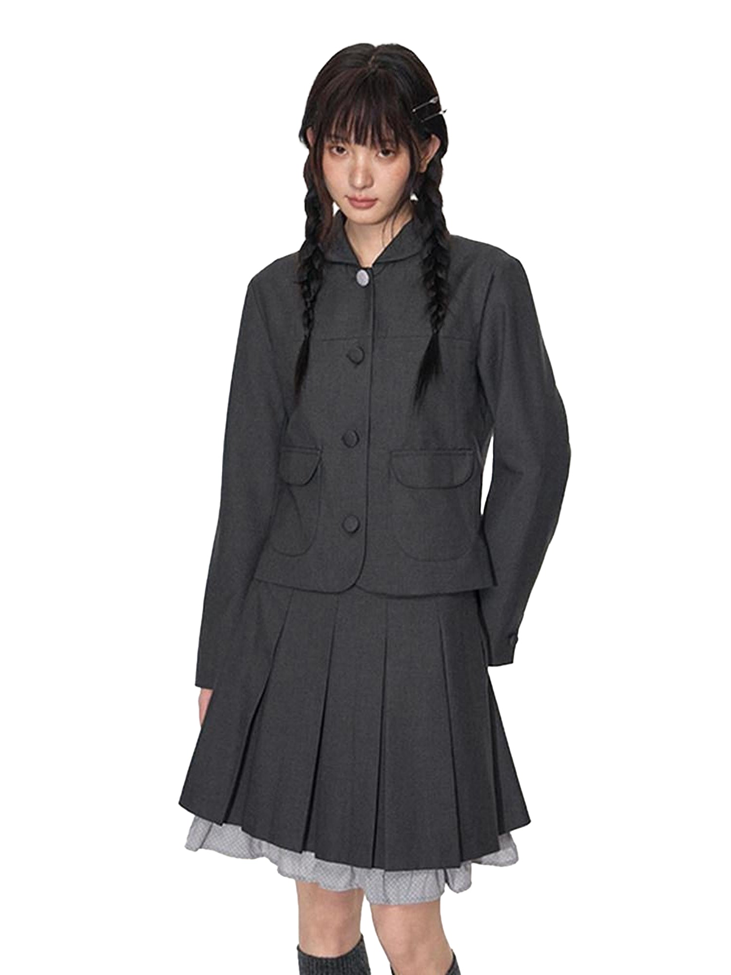 NAPSNAPS Academy Polka Dot Pleated Embroidered Women&