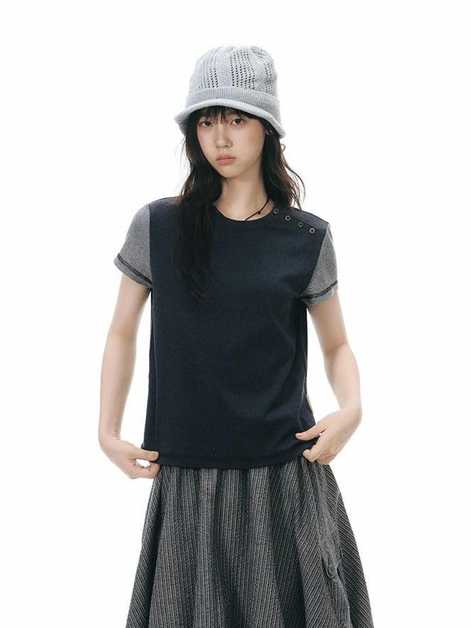 NAPSNAPS Allover Animal Colorblock Diagonal Placket Knit Women&