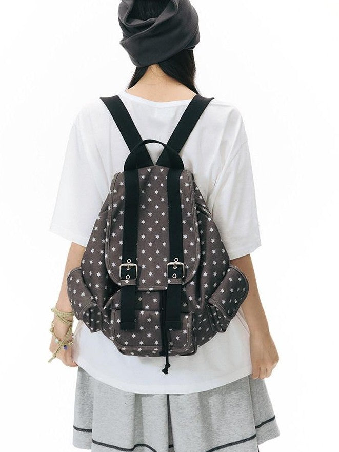 NAPSNAPS Allover Hexagram Print Multi Pocket Foldable Women&