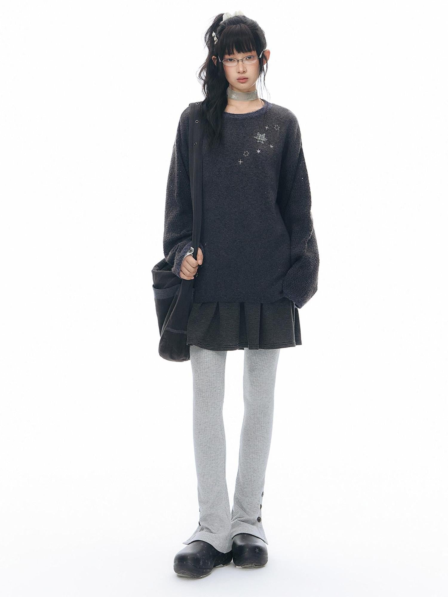 NAPSNAPS Ankle Split Knit Slimming Elastic Waist Women&