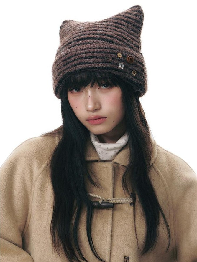 NAPSNAPS Apricot Patchwork Plaid Toggle Polo Collar Women&