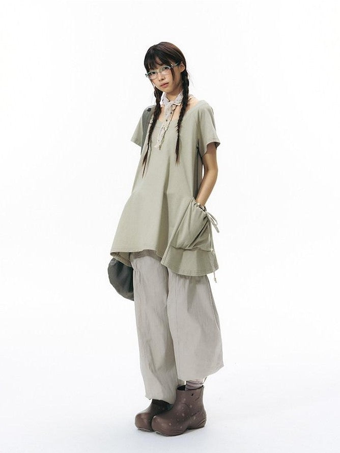 NAPSNAPS Asymmetric Big Pocket Loose Women&