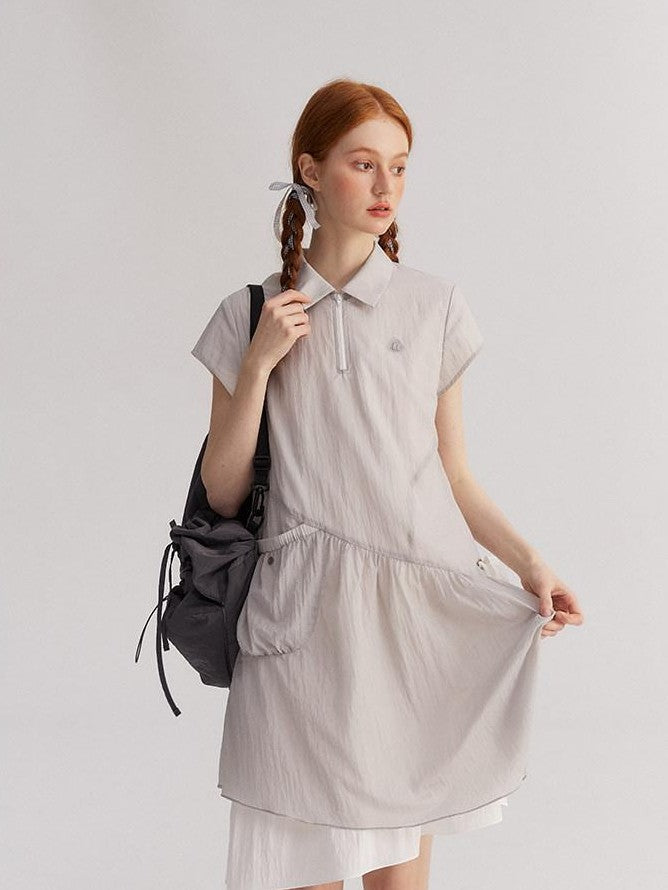 NAPSNAPS Asymmetric Double Layer Pleated Shirt Women&