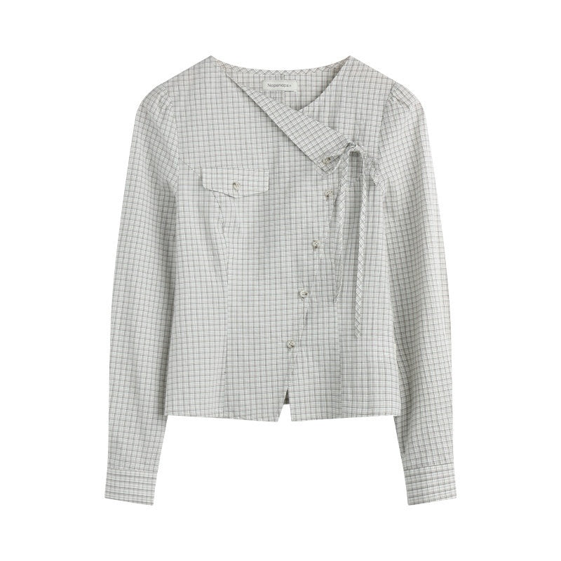 NAPSNAPS_Asymmetric_Tie_Plaid_Puff_Skirt_Slim_Women&