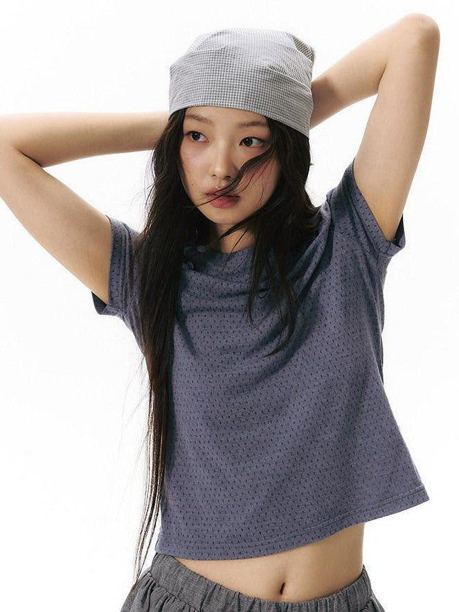 NAPSNAPS Blue Gray Patchwork Raglan Button Knit Women&