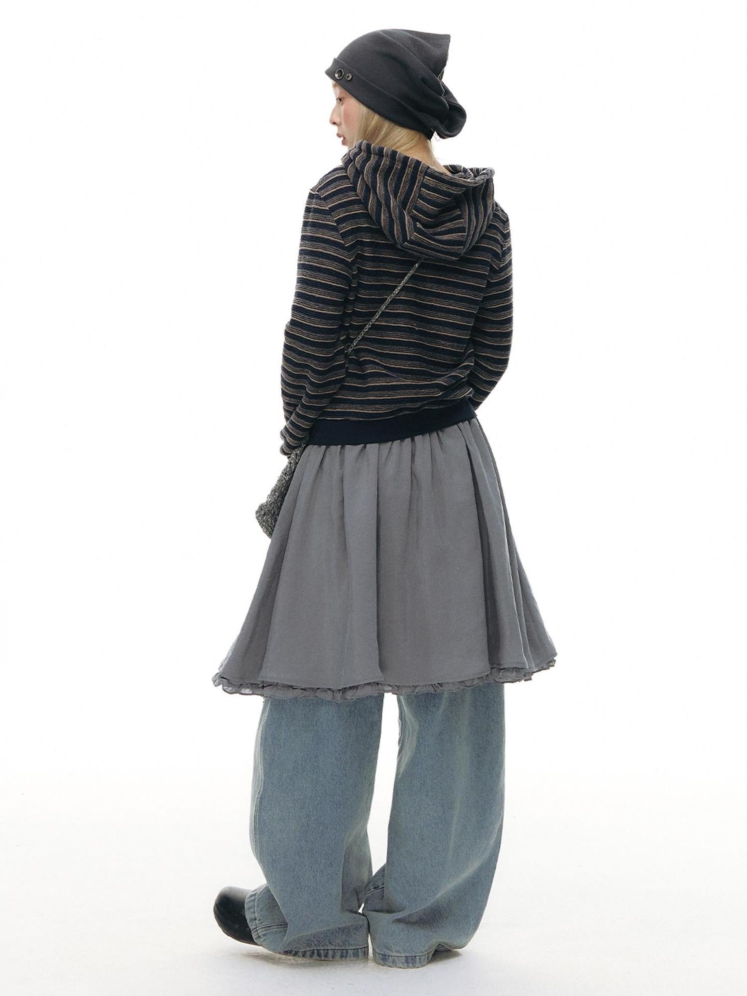 NAPSNAPS Blue Textured Striped Zip Up Women&