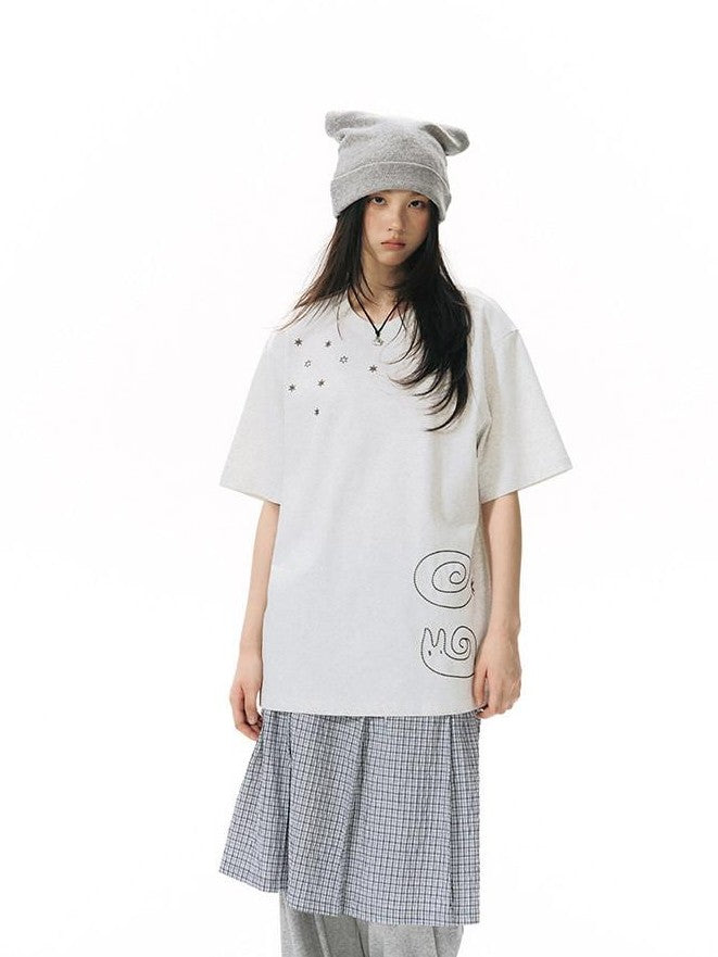 NAPSNAPS Blue White Plaid Patchwork Skirt Overlay Straight Women&