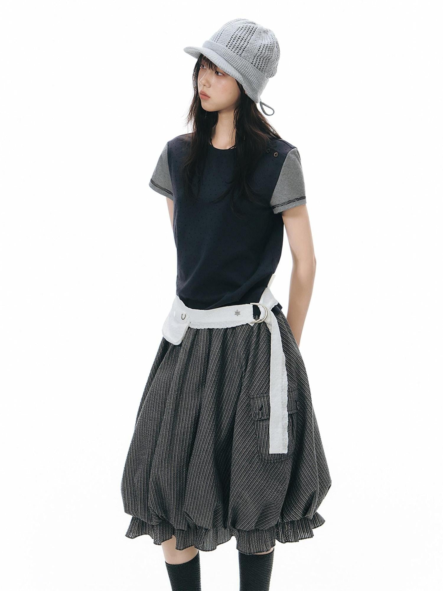 NAPSNAPS Cargo Large Pockets Ruched Tulip Women&