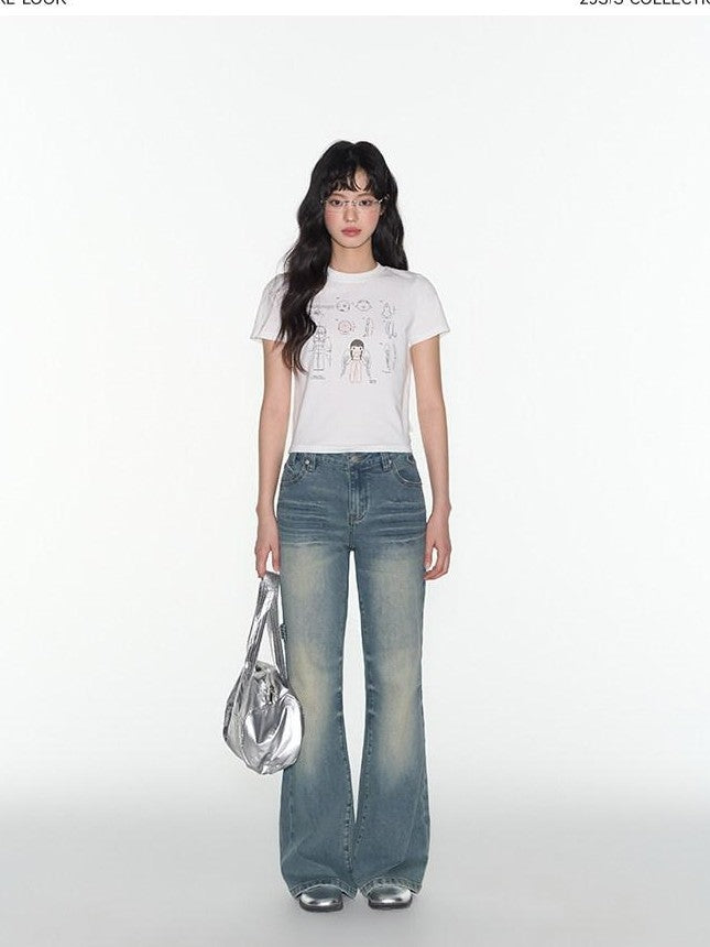NAPSNAPS Charcoal Graphic Cropped Slim Women&