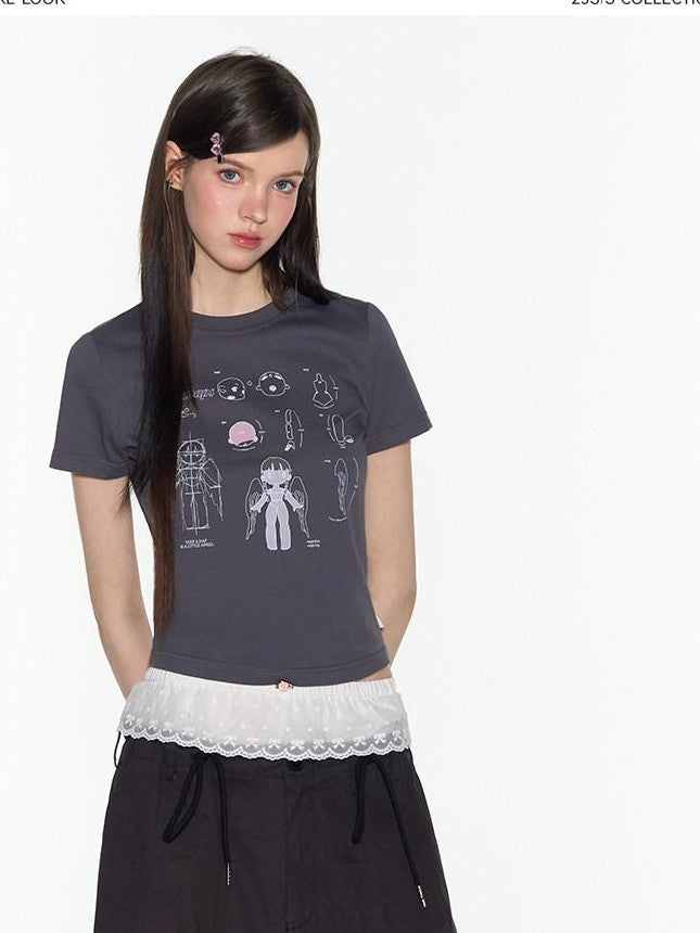 NAPSNAPS Charcoal Graphic Cropped Slim Women&