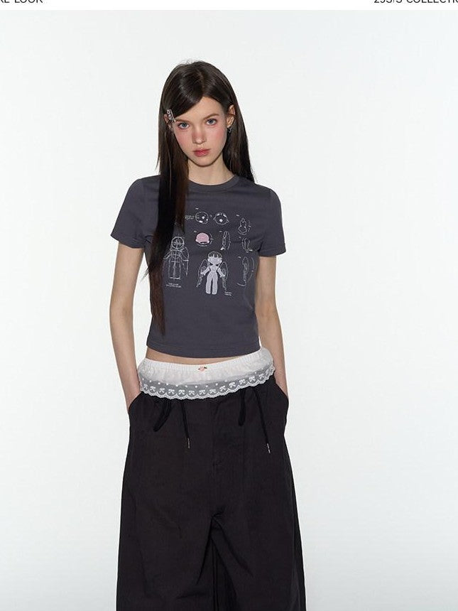 NAPSNAPS Charcoal Graphic Cropped Slim Women&