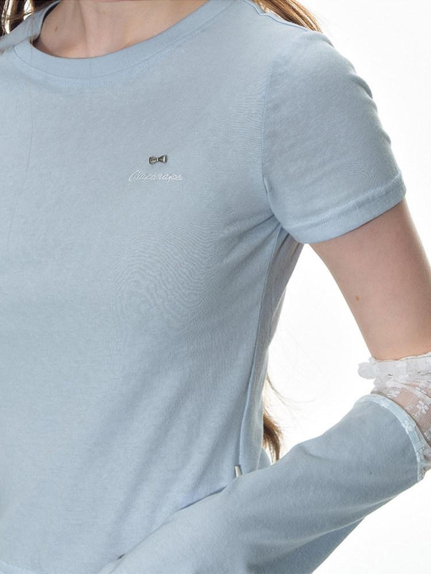 NAPSNAPS Cloud Sky Blue Lace Panel Embroidered Women&