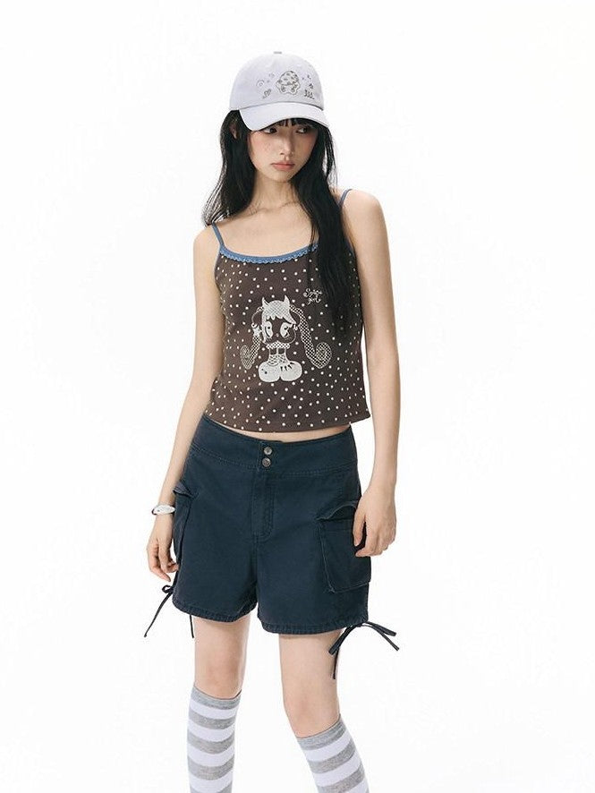 NAPSNAPS Colorblock Allover Print Round Neck Cropped Women&