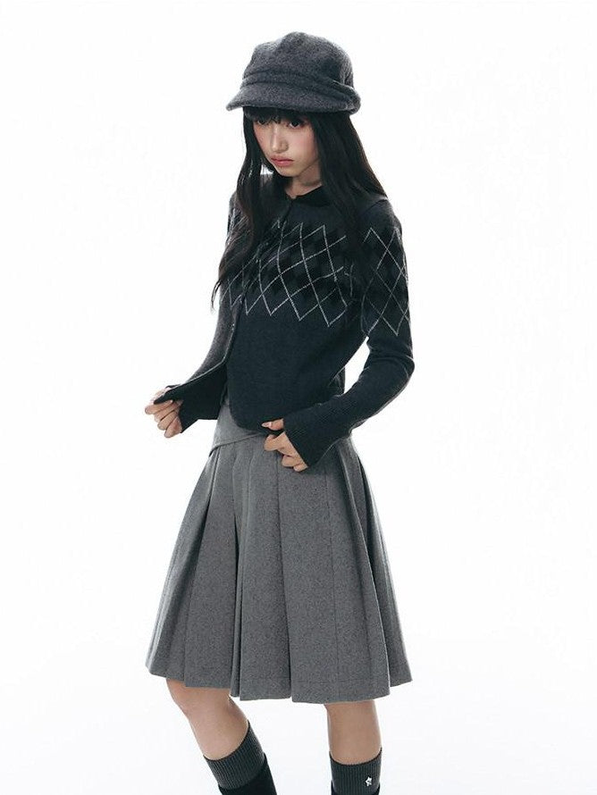 NAPSNAPS Colorblock Diamond Doll Collar Slim Fit Women&