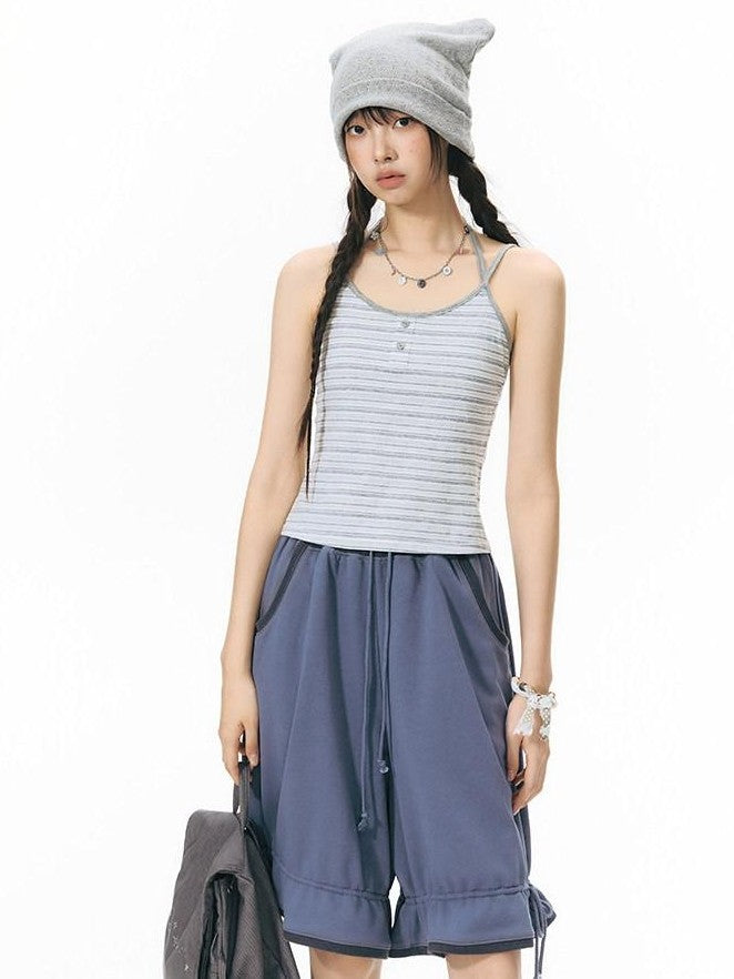 NAPSNAPS Colorblock Panel Drawstring Elastic Waist Women&