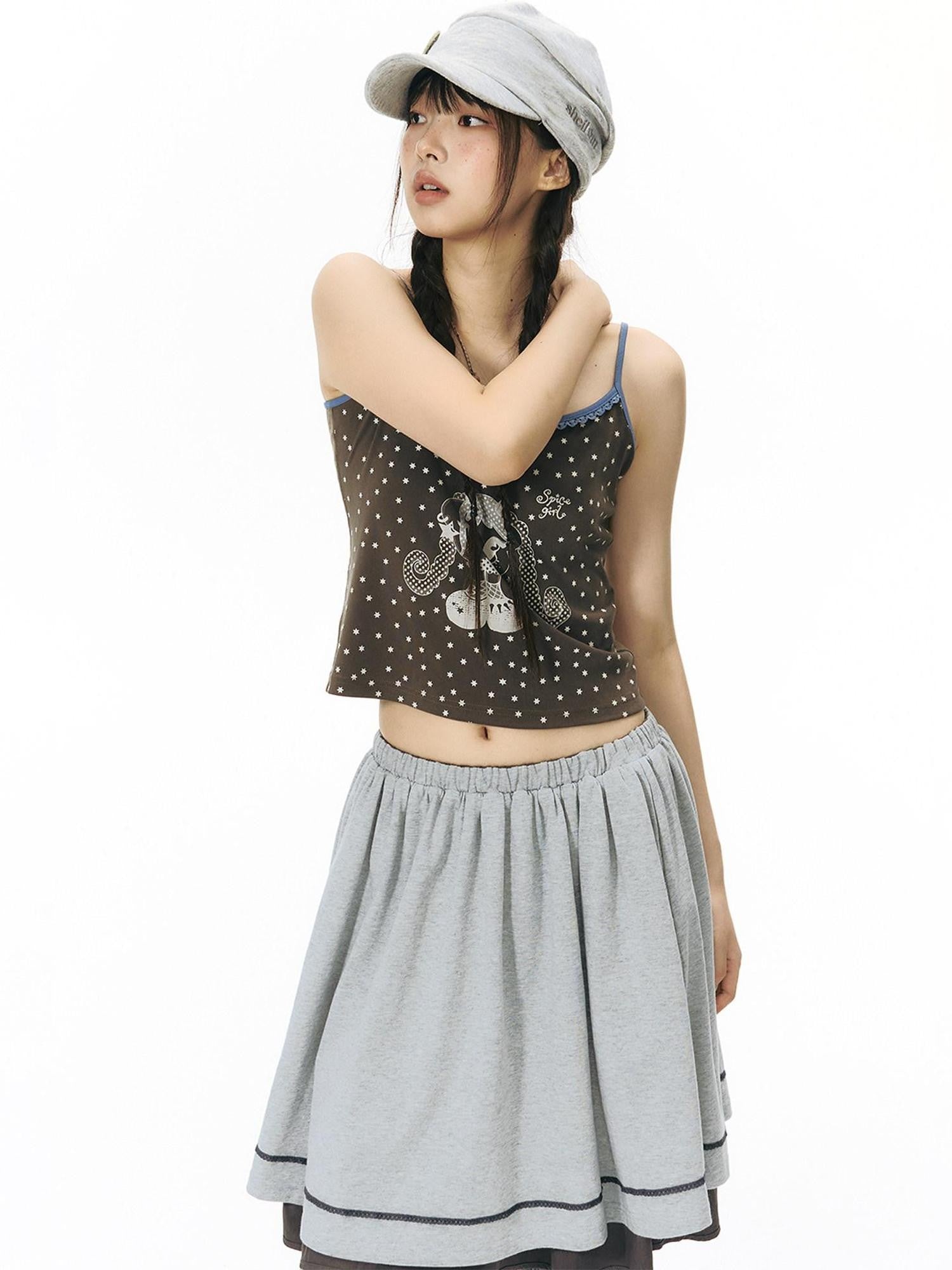 NAPSNAPS Contrast Color Reversible Elastic Waist Women&