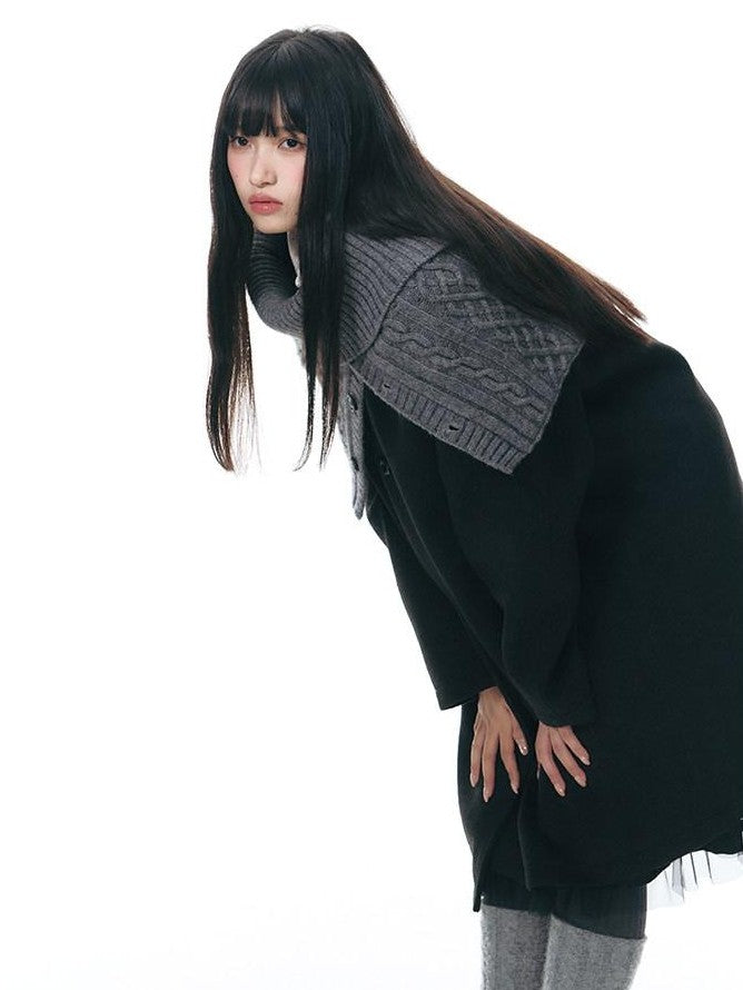 NAPSNAPS Contrast Polka Dot Bow Doll Collar Detachable Cape Women&