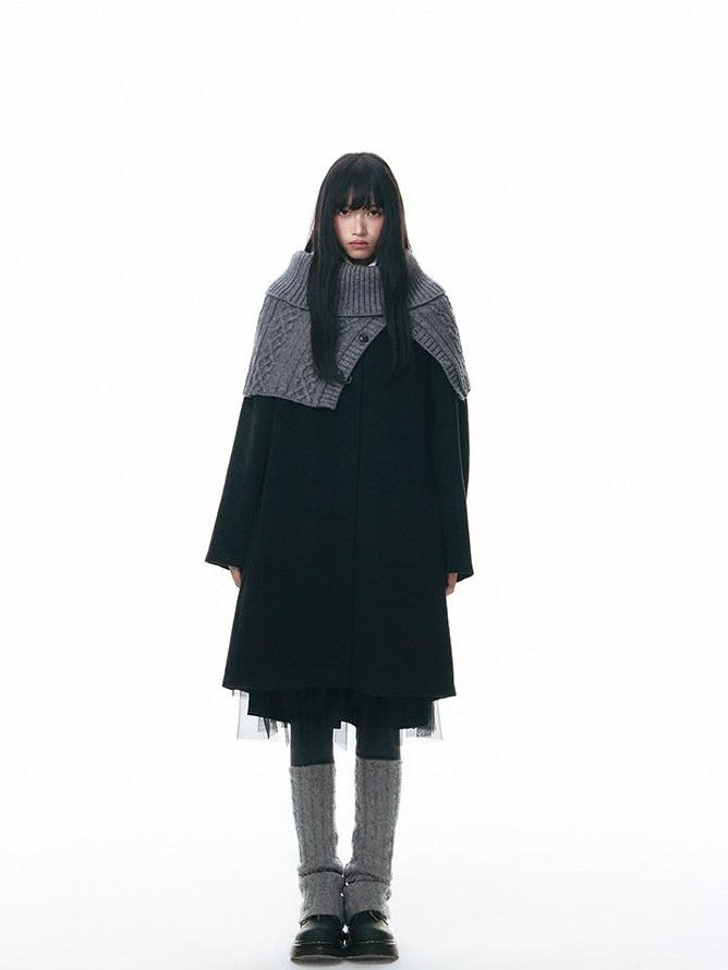 NAPSNAPS Contrast Polka Dot Bow Doll Collar Detachable Cape Women&