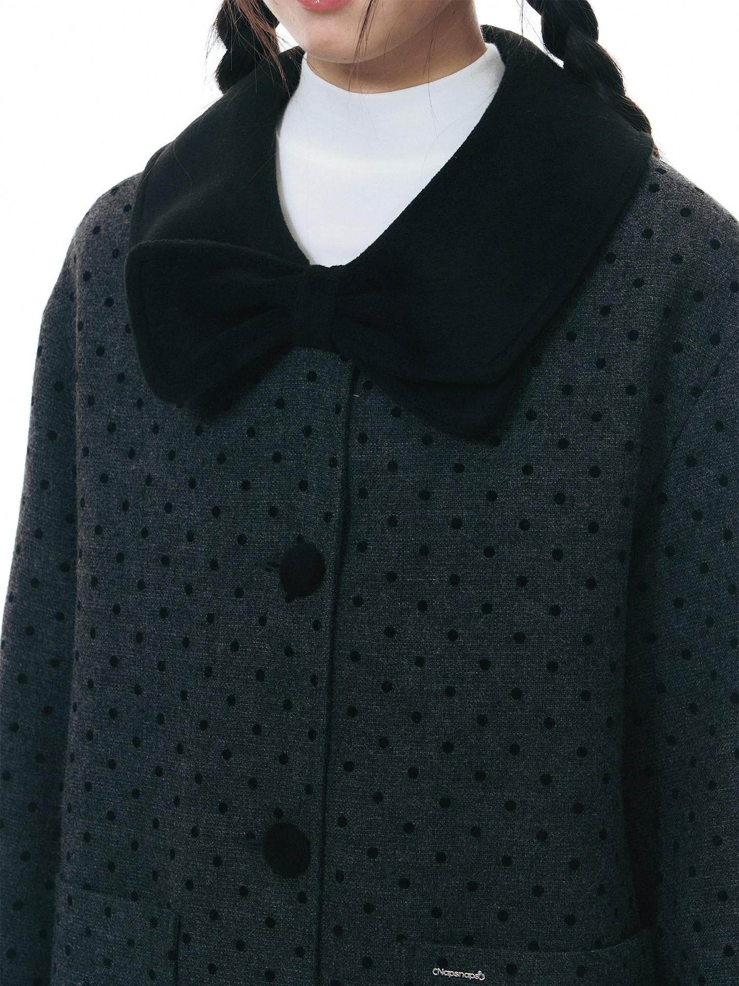 NAPSNAPS Contrast Polka Dot Bow Doll Collar Detachable Cape Women&