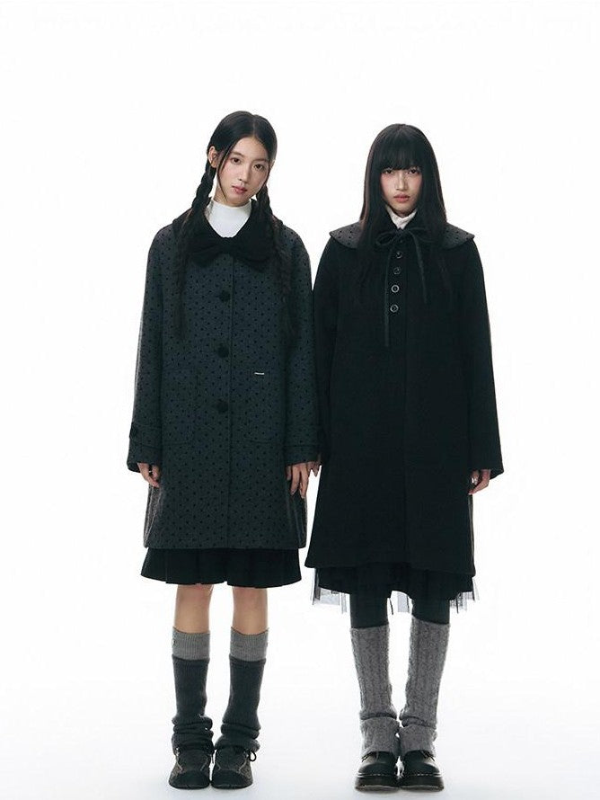 NAPSNAPS Contrast Polka Dot Bow Doll Collar Detachable Cape Women&