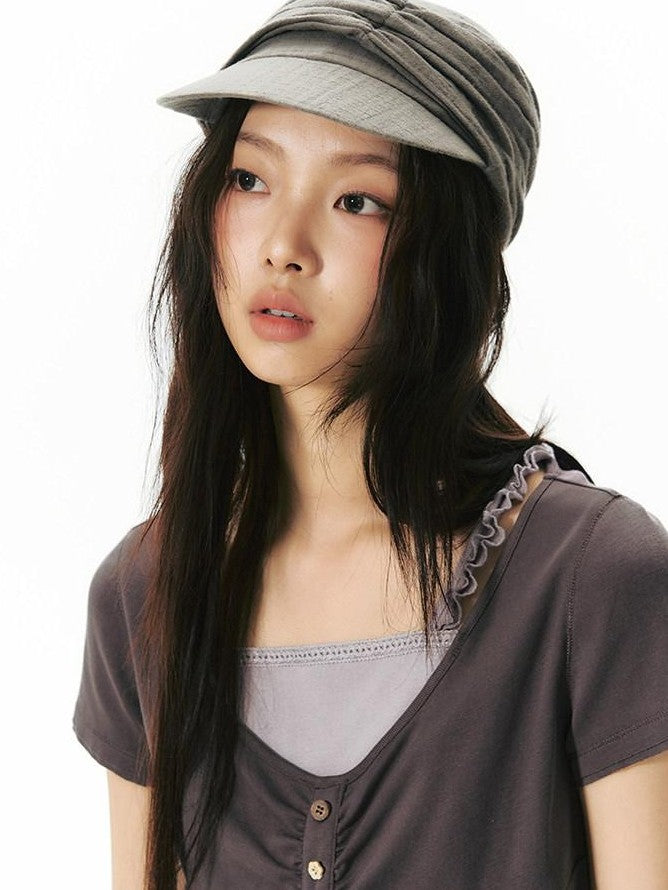 NAPSNAPS Contrast Ruffle Strap Faux Layered Women&