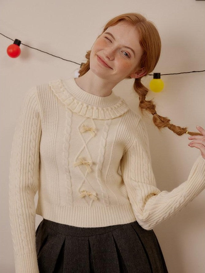 NAPSNAPS Cropped Doll Collar Bow Slim Fit Women&
