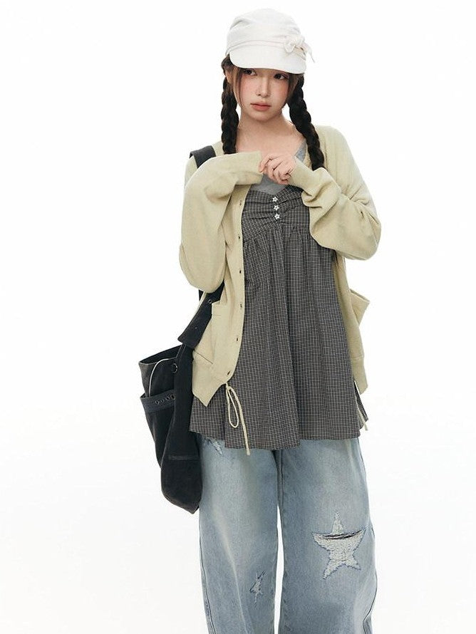 NAPSNAPS Cropped Drawstring Relaxed Knit Women&