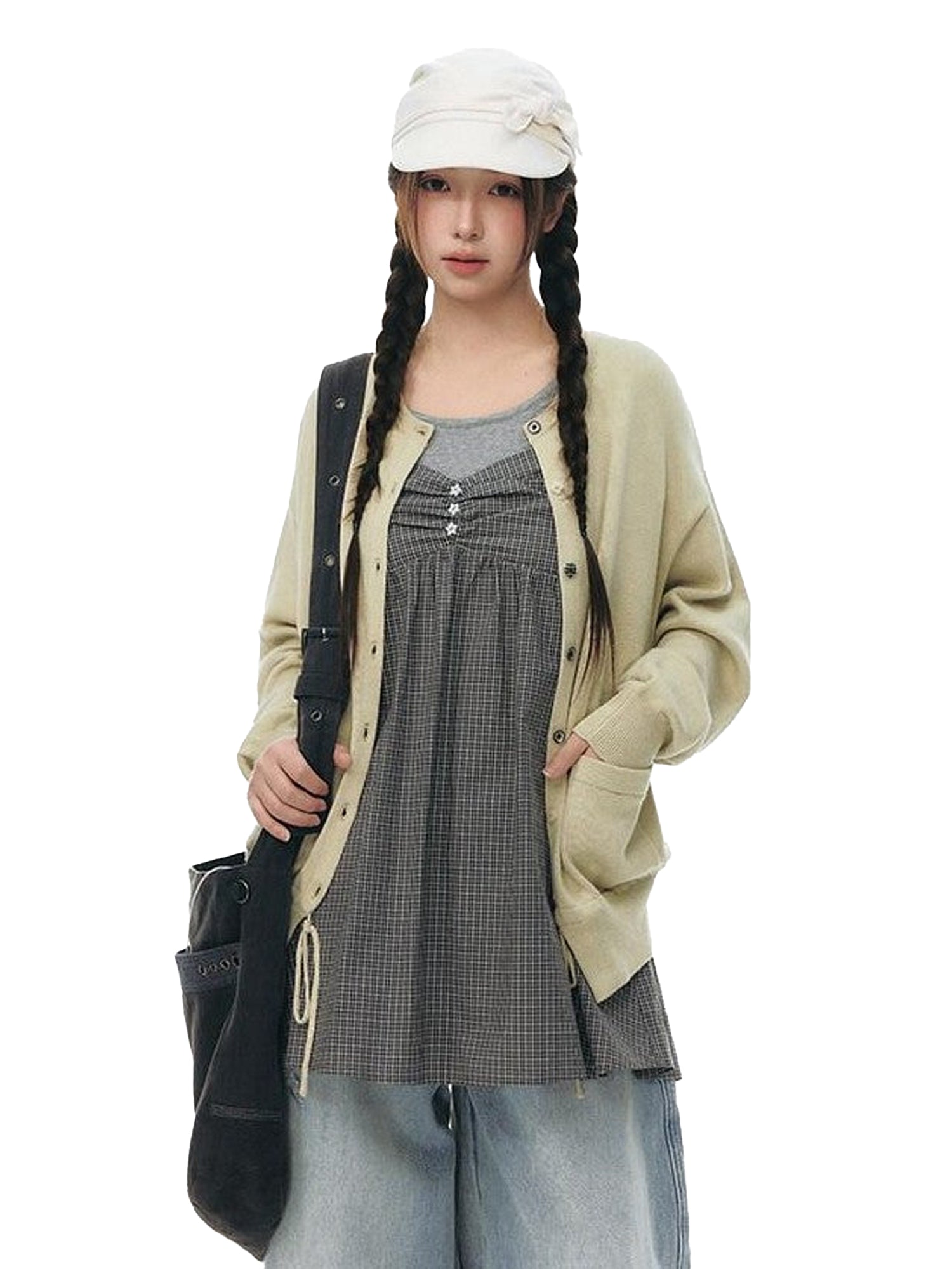 NAPSNAPS Cropped Drawstring Relaxed Knit Women&